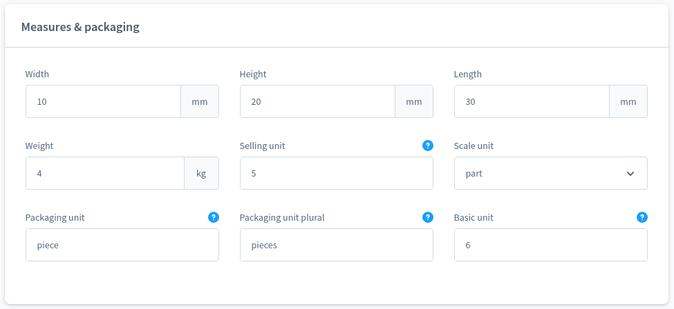 Measures And Packaging